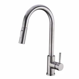 Vanity Art 16.7 in. Single-Handle Pull-Down Kitchen Faucet, Brushed Nickel thumbnail 1