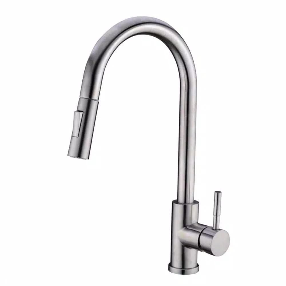 Vanity Art 16.7 in. Single-Handle Pull-Down Kitchen Faucet, Brushed Nickel