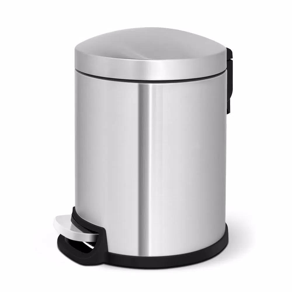 Innovaze Stainless Steel Round Step-on Trash Can Set, 8 Gal/30L and 1.3 Gal/5L, Fingerprint Resistant
