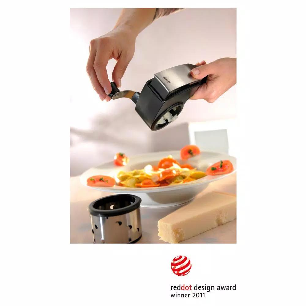 GEFU Laser Cut Stainless Steel Rotary Grater with 2 Interchangeable Drums