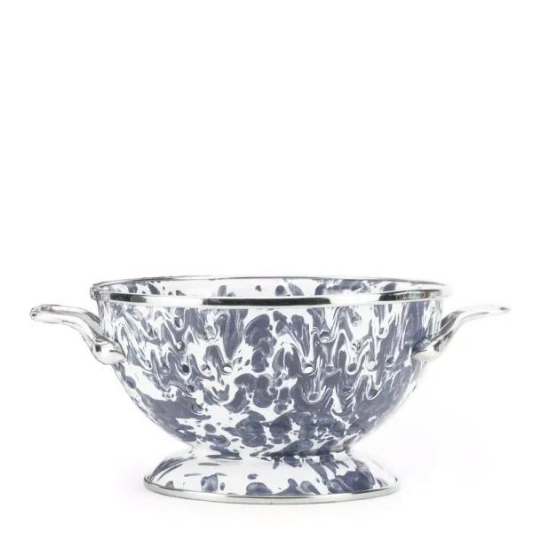 Golden Rabbit Grey Swirl 1 qt. Porcelain Enamelware Colander
