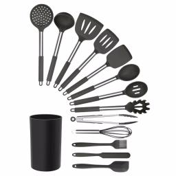 MegaChef 14-Piece Gray Silicone and Stainless Steel Kitchen Utensil Set thumbnail 1