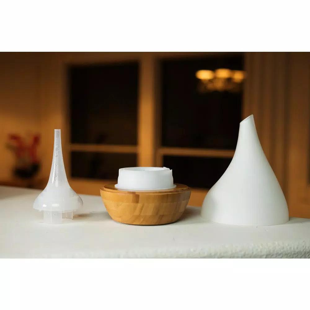 X Brand Canary Glass and Bamboo Ultrasonic Aroma Diffuser with LED Lights