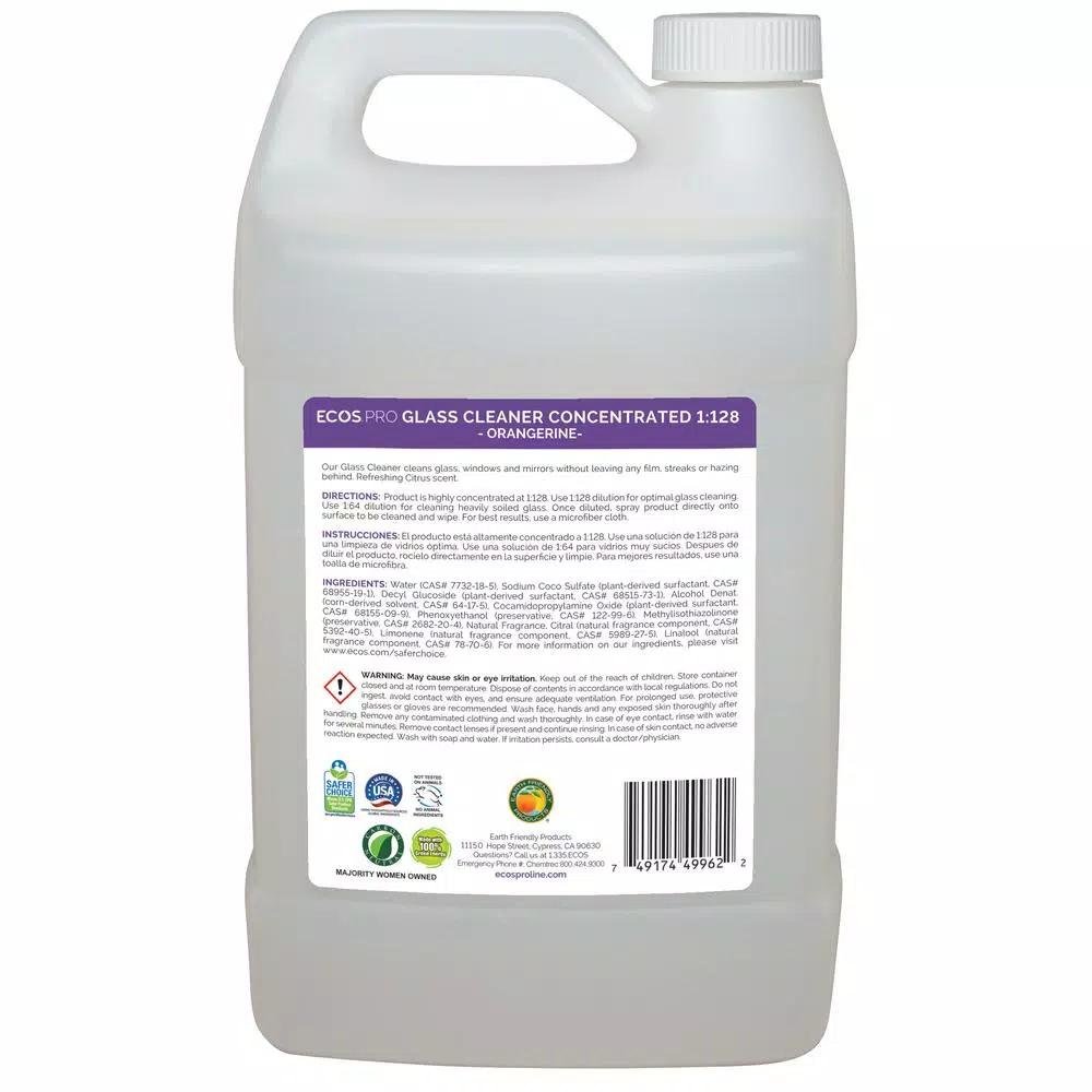 ECOS Pro Orangerine Glass Cleaner Concentrate, 1 Gallon, Streak-Free Refill