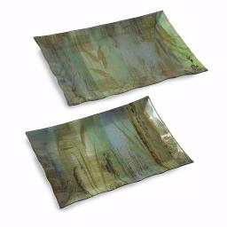 IMAX Field of Dreams Large Metal Trays, Set of 2, Rustic Wild Grass Design thumbnail 1