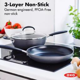 OXO Good Grips 9.5 in. Hard-Anodized Aluminum Nonstick Skillet with Glass Lid, Gray thumbnail 2