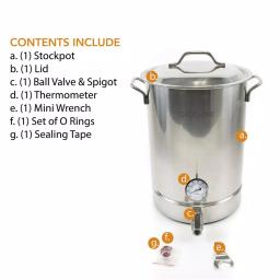 Gas One 32 Qt. Stainless Steel Brew Kettle Set with Tri-Ply Aluminum Bottom and Spigot thumbnail 4