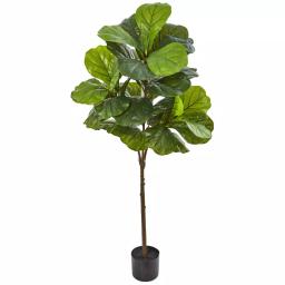 Nearly Natural 54 in. Fiddle Leaf Artificial Tree with Real Touch Leaves and Black Stone Planter thumbnail 1