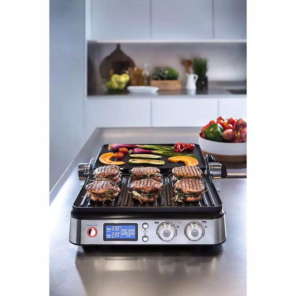DeLonghi De'Longhi Livenza All-Day Indoor Grill with FlexPress System, Stainless Steel, 130 sq. in.