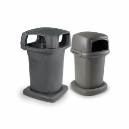 Toter 60 Gallon Heavy Duty Park Trash Can with Dome Lid and Bag Holder Straps, Gray thumbnail 2
