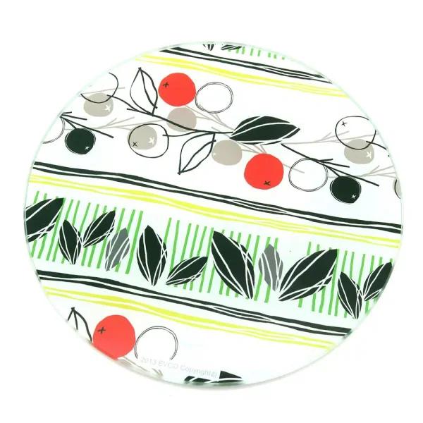 Creative Home 8 in. Round Tempered Glass Trivet with Flower Pattern