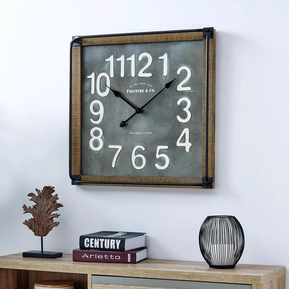 FirsTime & Co. Liam Industrial Square Wall Clock, 24 in.