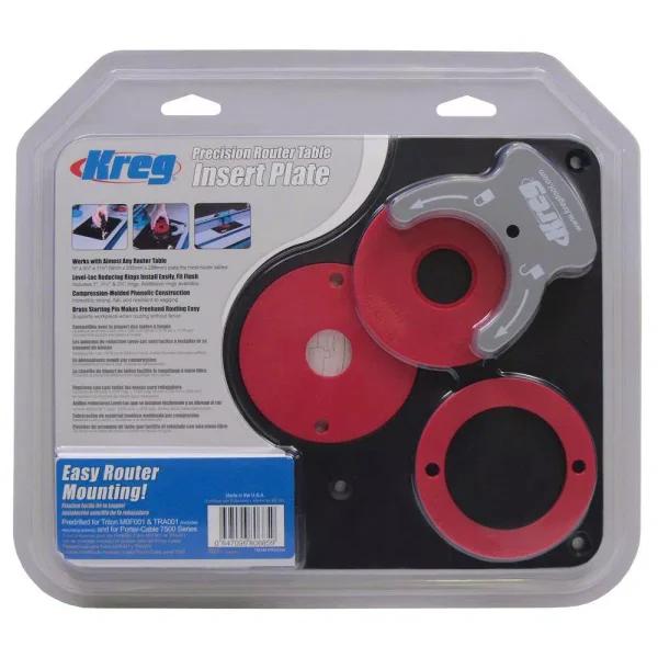 Kreg Precision Router Table Insert Plate with Level-Loc Reducing Rings (Predrilled for Triton)