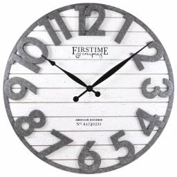 FirsTime & Co. Sawyer Shiplap Wall Clock, 18-in Round Rustic Farmhouse Decor thumbnail 1
