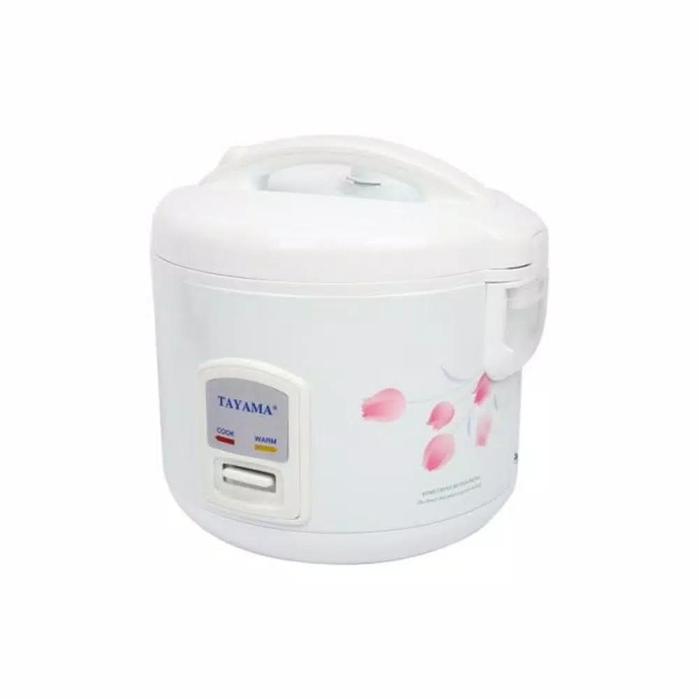Tayama Cool Touch TRC-08 8-Cup White Rice Cooker with Steamer and Non-Stick Inner Pot
