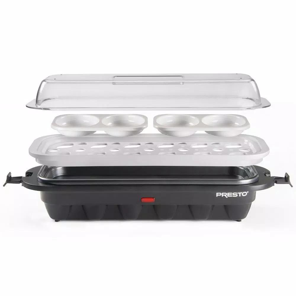 Presto 12-Egg Easy Store Electric Egg Cooker with Poaching Tray, Black