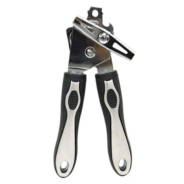Home Basics Stainless Steel Handheld Can Opener with Non-Slip Rubber Grip