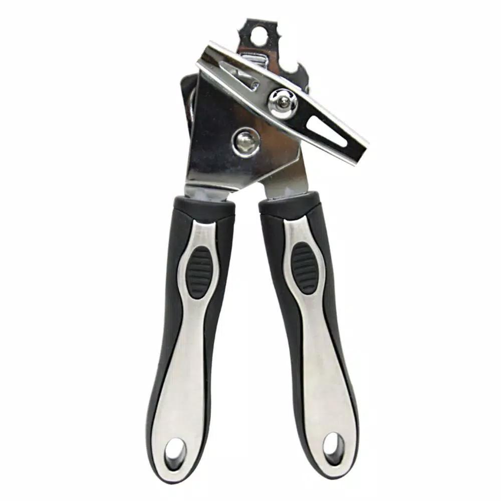 Home Basics Stainless Steel Handheld Can Opener with Non-Slip Rubber Grip
