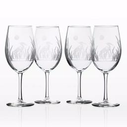 Rolf Glass Heron 18 oz. All-Purpose Wine Glass Set of 4, Etched Glassware thumbnail 1