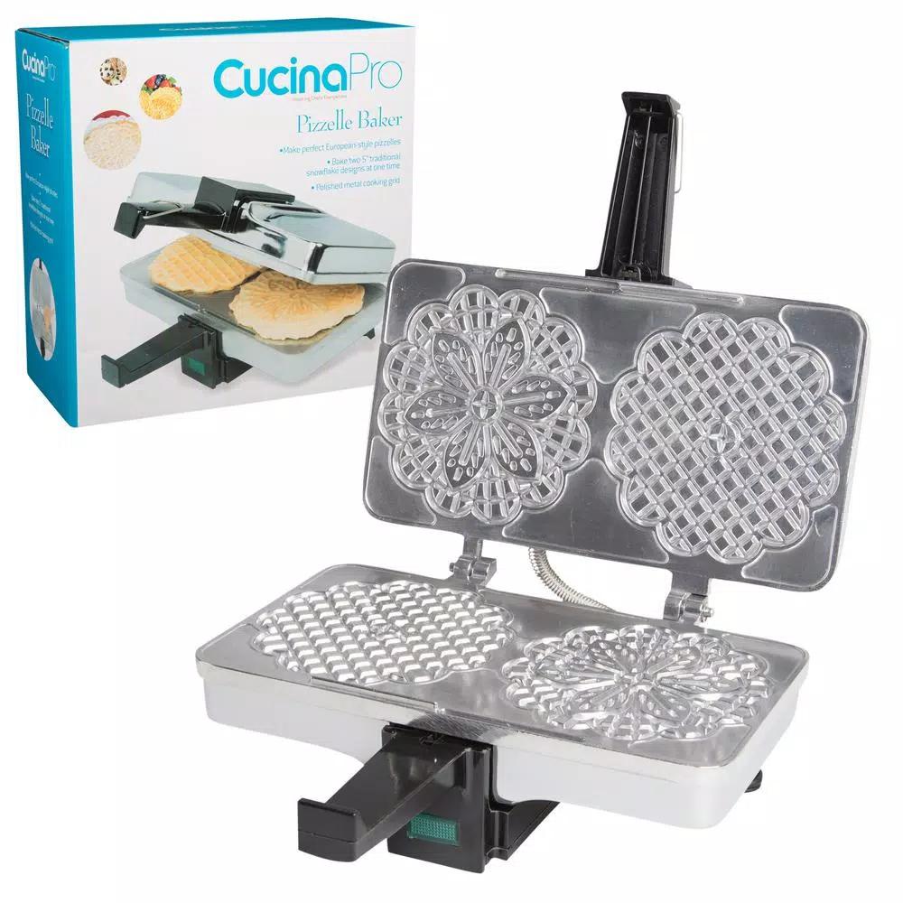 CucinaPro 2-Waffle Stainless Steel Pizzelle Maker, 5-inch Traditional Italian Waffle Iron