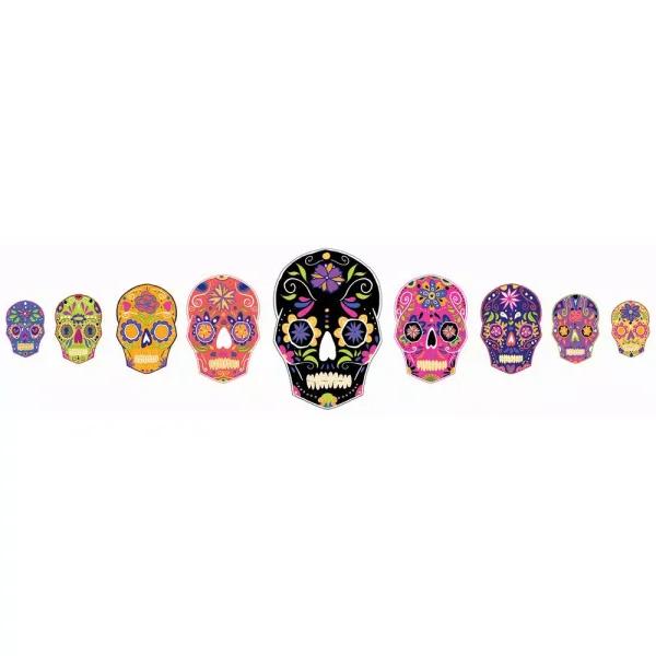 WallPops 39 in. x 34.5 in. Sugar Skull Wall Art Kit - 9 Piece Colorful Skeleton Decals