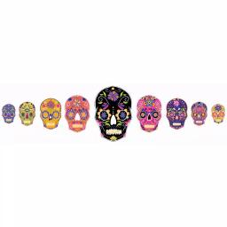 WallPops 39 in. x 34.5 in. Sugar Skull Wall Art Kit - 9 Piece Colorful Skeleton Decals thumbnail 1