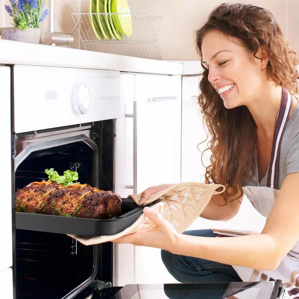 Classic Cuisine Nonstick Carbon Steel Roasting Pan Set with Removable Wire Rack, 2-Piece