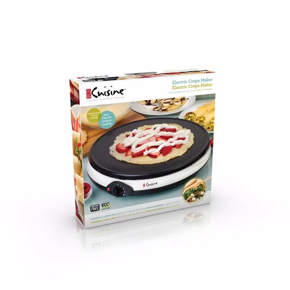 Euro Cuisine 12 in. Non-Stick Ceramic Crepe Maker & Griddle, White