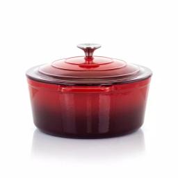 MegaChef 4 Qt. Round Enameled Cast Iron Casserole Dish with Lid, Red thumbnail 3