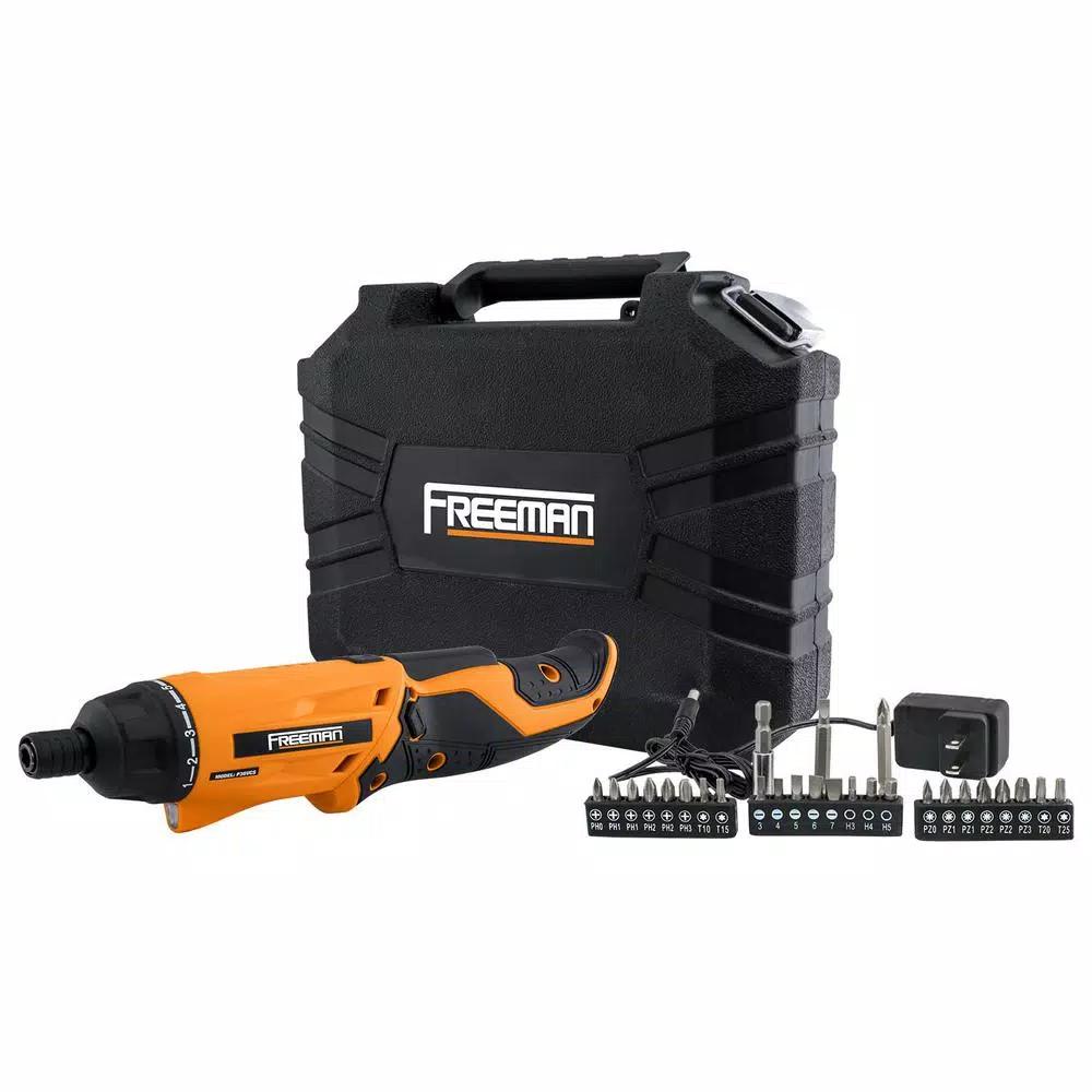Freeman P36VCS 3.6V Cordless Electric Screwdriver Kit with 26-Piece Bit Set and Case