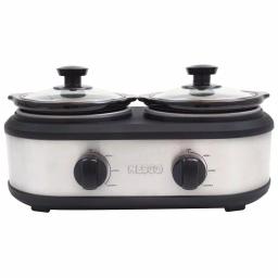 Nesco 2.5 Qt. Stainless Steel Dual Serving Station Slow Cooker with 2 Removable Ceramic Pots thumbnail 1