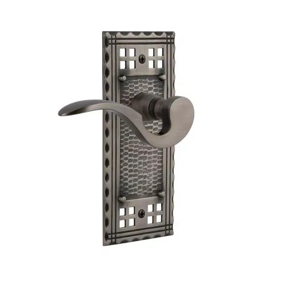 Nostalgic Warehouse Craftsman Manor Privacy Lever, 2-3/8 in. Backset, Antique Pewter