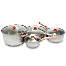 Sunbeam Ansonville 8-Piece Stainless Steel Cookware Set with Rose Gold Accents thumbnail 1