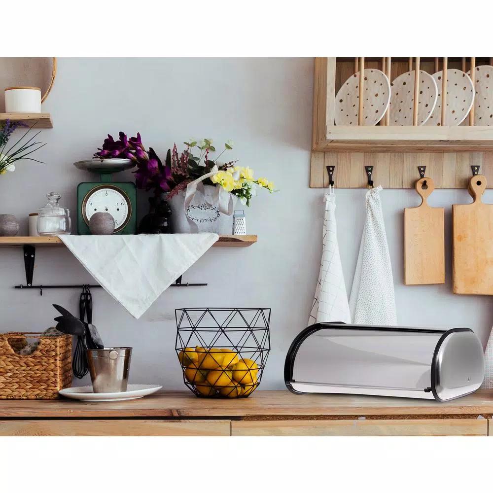 Unbranded Stainless Steel Bread Box, Large Capacity Brushed Metal Bread Storage Holder for Kitchen Countertop