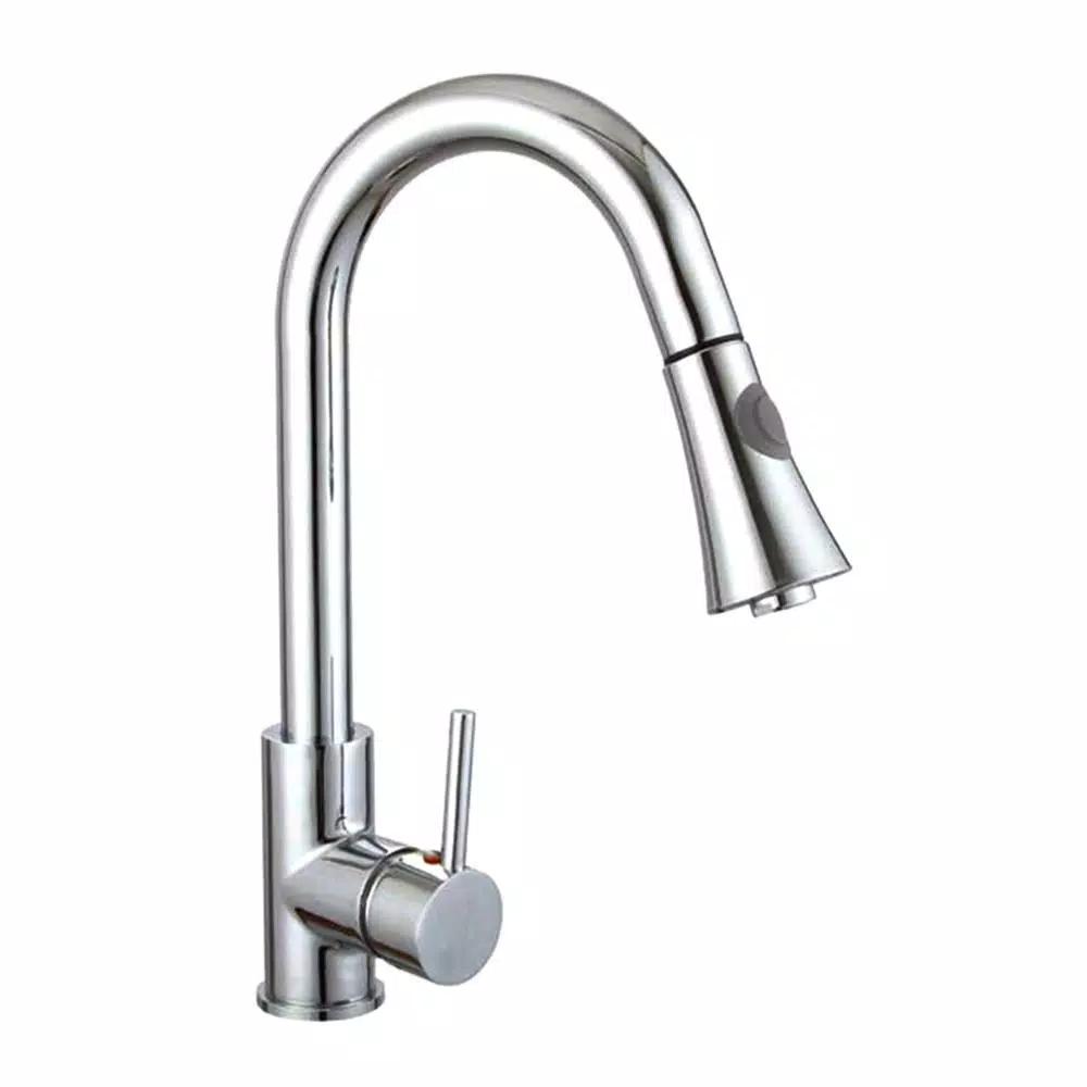 Vanity Art Single-Handle Pull-Down Kitchen Faucet with Sprayer Wand, Chrome Finish