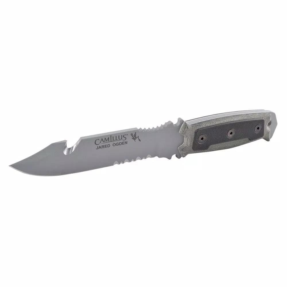 Camillus SKOL 5 in. 1095 High Carbon Steel Fixed Blade Knife with Gut Hook and Micarta Handle
