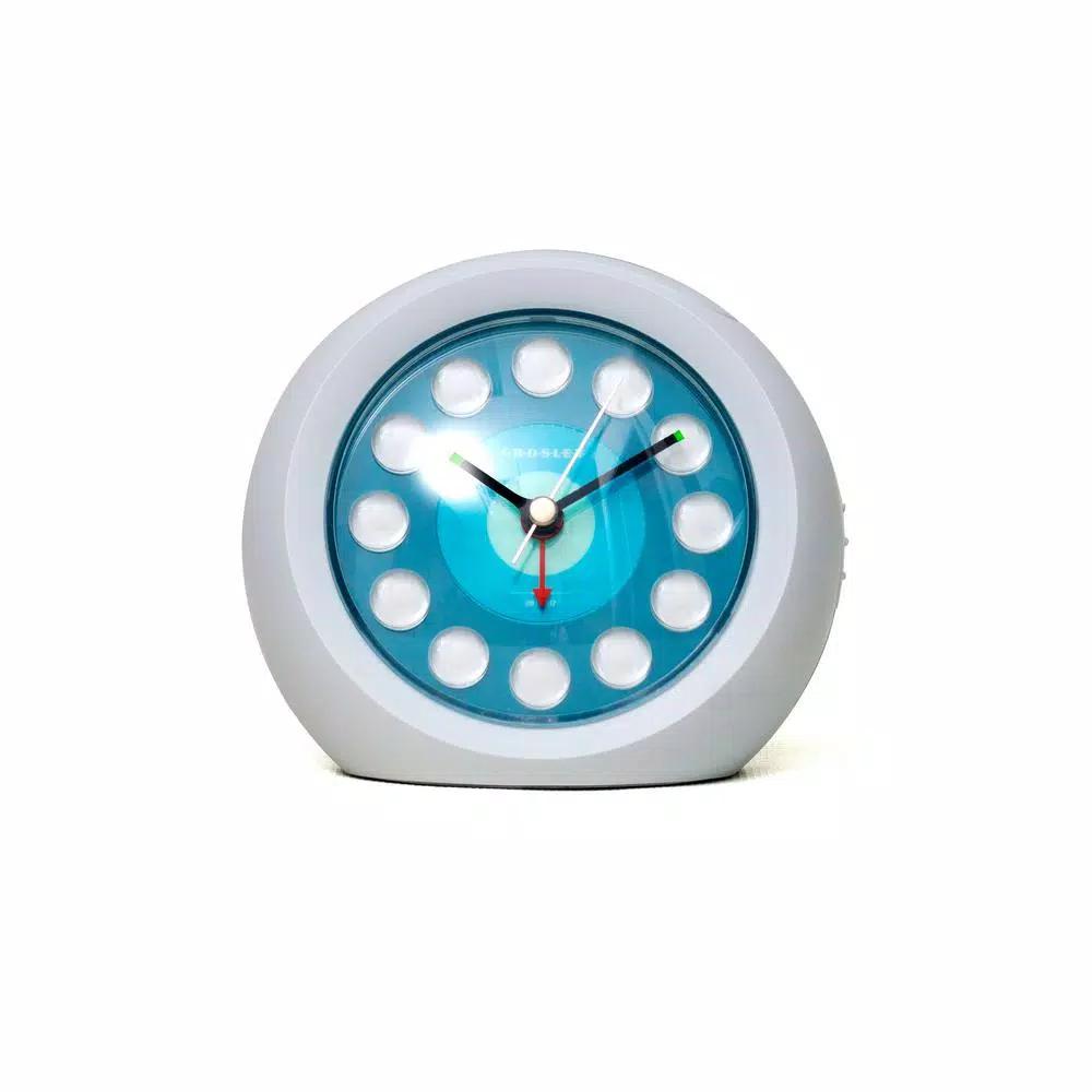 Crosley Vintage Modern Ball Analog Alarm Clock with Night Light and USB Charging Port - White