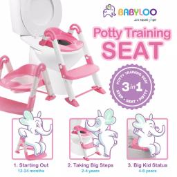 Babyloo Bambino 3-in-1 Convertible Toddler Potty Trainer and Step Stool - Pink thumbnail 6