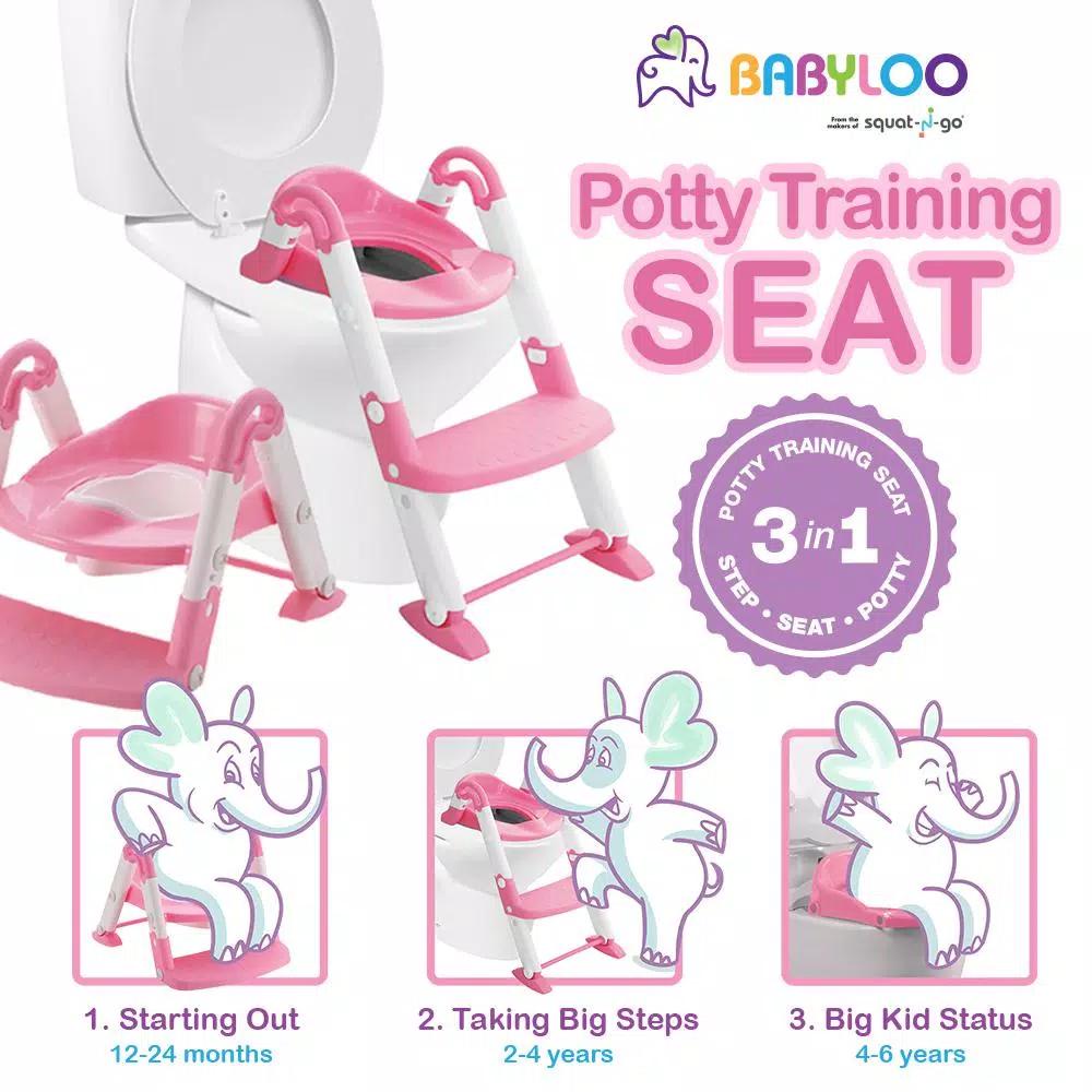 Babyloo Bambino 3-in-1 Convertible Toddler Potty Trainer and Step Stool - Pink