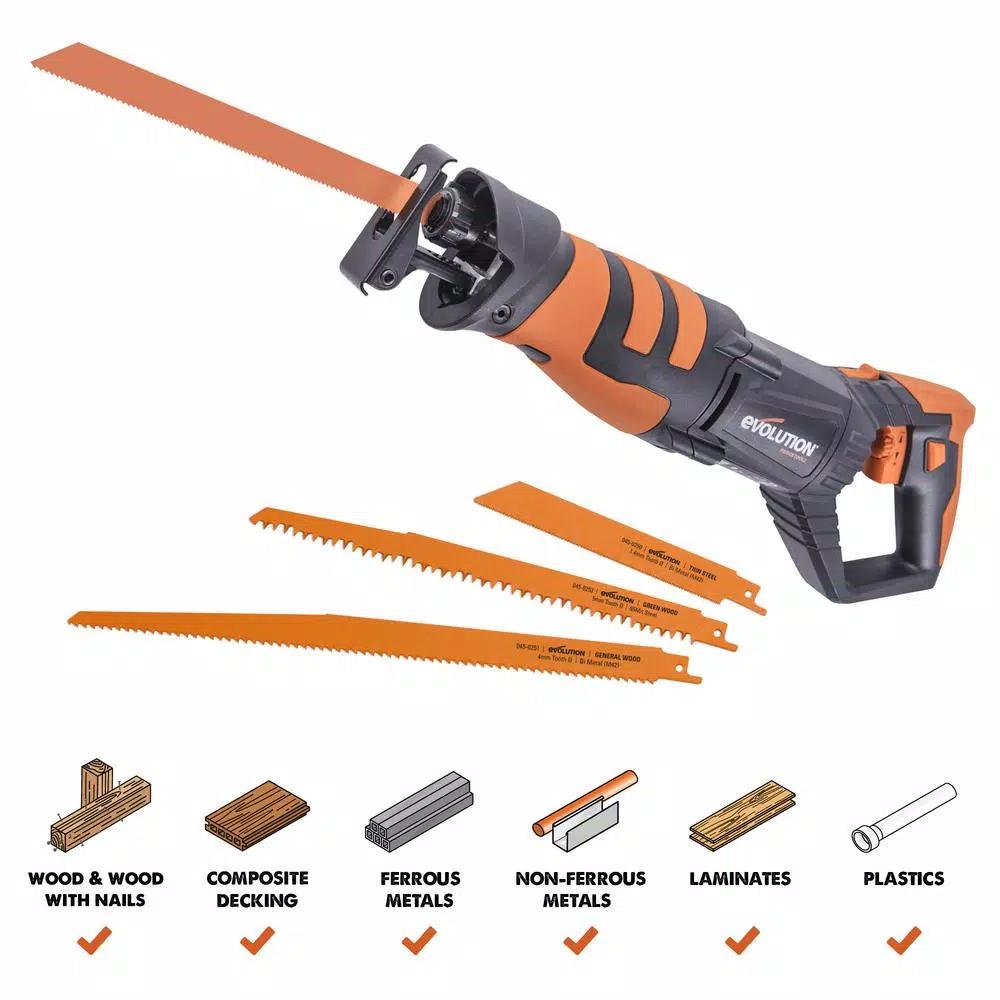 Evolution Power Tools Evolution R230RCP 7 Amp Corded Reciprocating Saw with 4 Blades