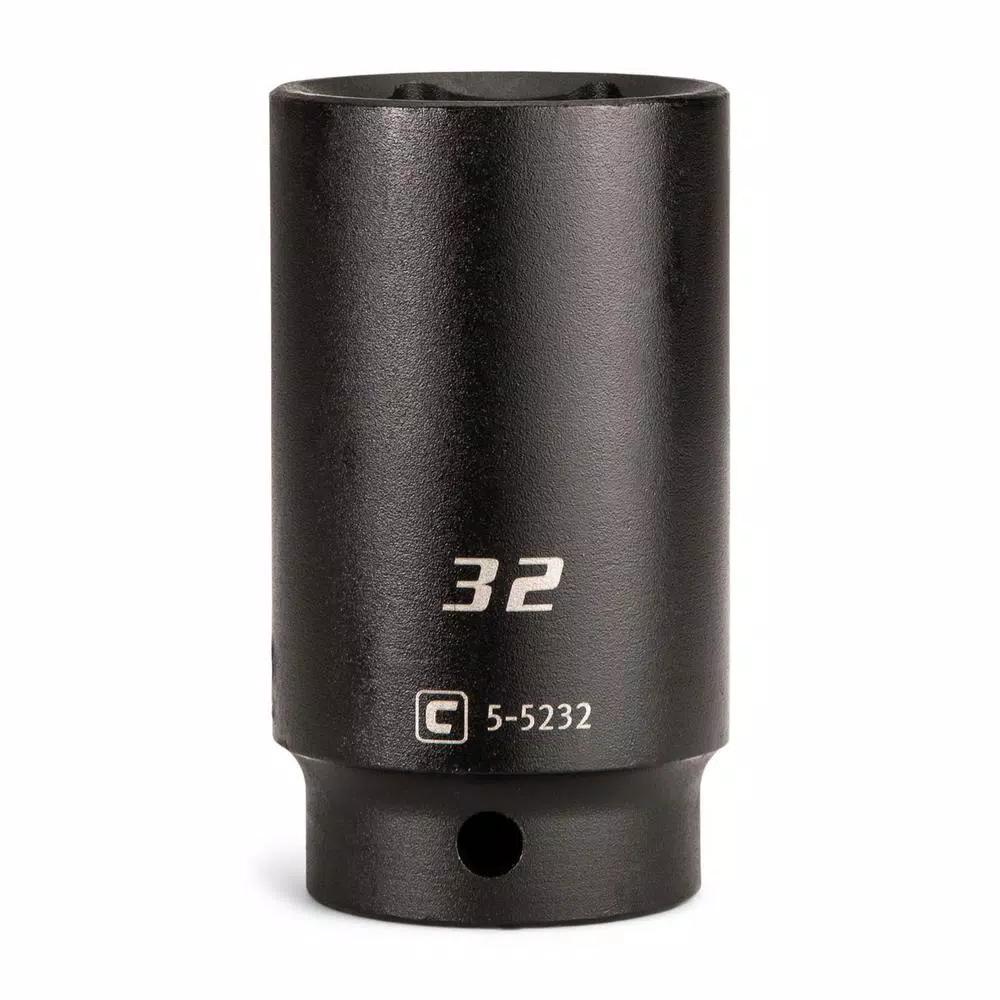 Capri Tools 32 mm 6-Point Metric Deep Impact Socket, 1/2 in. Drive