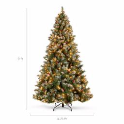 Best Choice Products 9 ft. Pre-Lit Flocked Artificial Christmas Tree with 900 Warm White Lights & Pre-Decorated Berries and Pinecones thumbnail 7