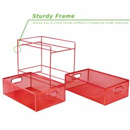 MIND READER 2-Tier Red Metal Mesh Utensil Caddy & Flatware Organizer thumbnail 6