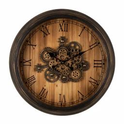 Glitzhome 27.76 in. Vintage Industrial Oversized Wall Clock with Moving Gears and Roman Numerals thumbnail 1