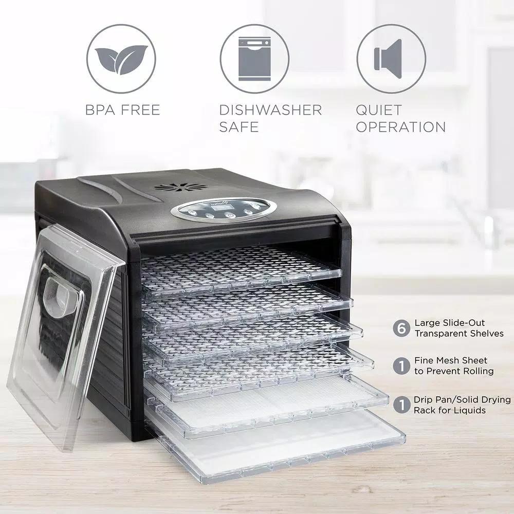 Ivation 6-Tray Digital Food Dehydrator, 480W Countertop Drying Machine with Temperature & Timer Controls