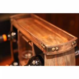 Vintiquewise Rustic Wooden 8-Bottle Wine Rack with Integrated Glass Holder thumbnail 3