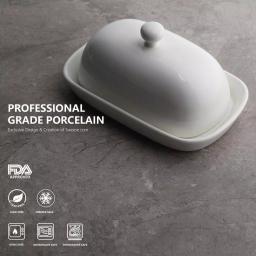 Sweese Porcelain Butter Dish with Lid - White, Modern Round Butter Keeper for 1 Stick thumbnail 2