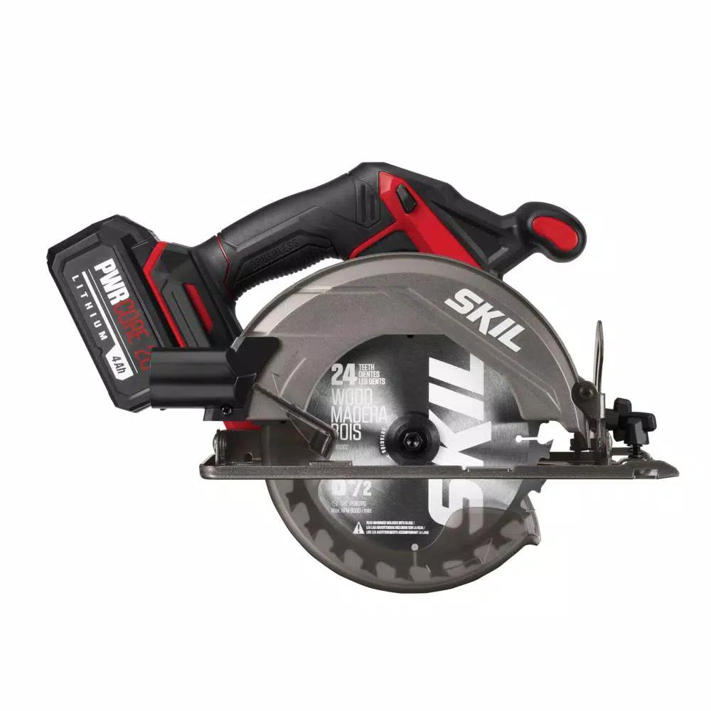 SKIL PWRCore 20V Brushless 6-1/2 in. Cordless Circular Saw Kit with 4.0Ah Battery and Charger