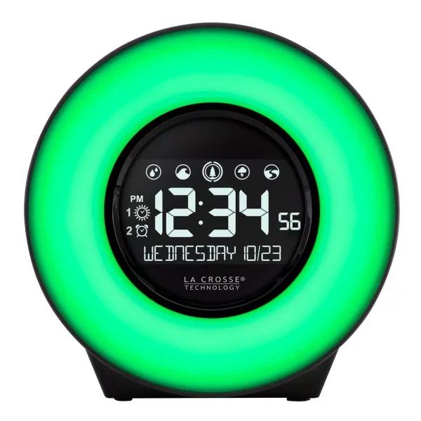 La Crosse Technology Mood Light Digital Alarm Clock with 5 Nature Sounds and USB Charging Port