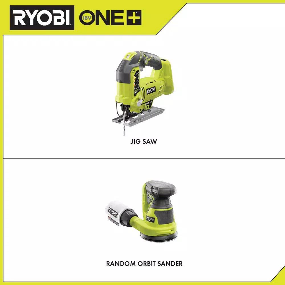 RYOBI 18V ONE+ Cordless Orbital Jig Saw and 5 in. Random Orbit Sander Combo Kit (Tools Only)